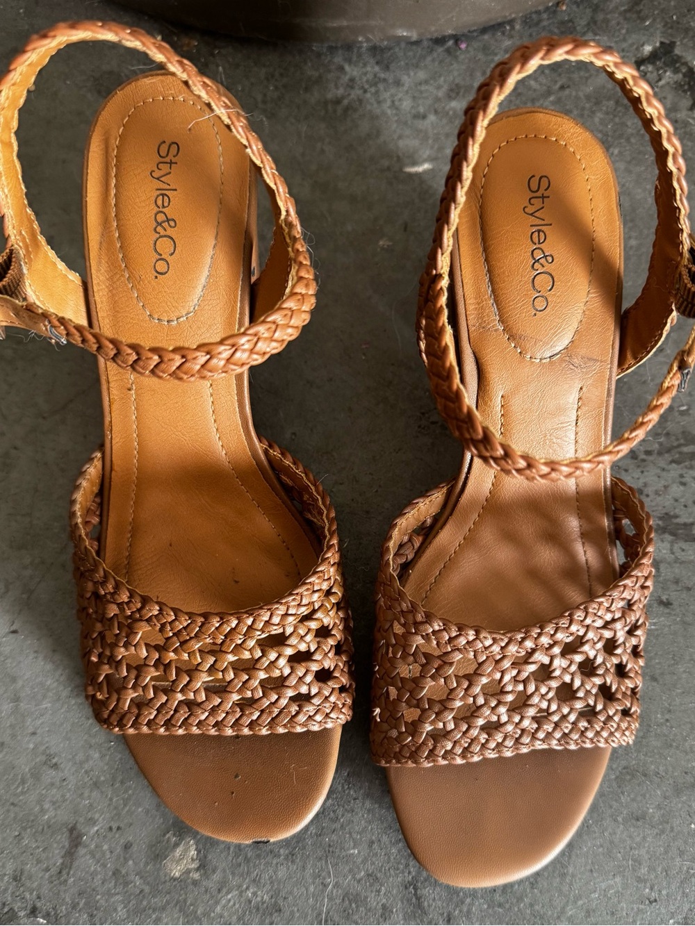 Style & Co. Braided Tan Slingback Sandals